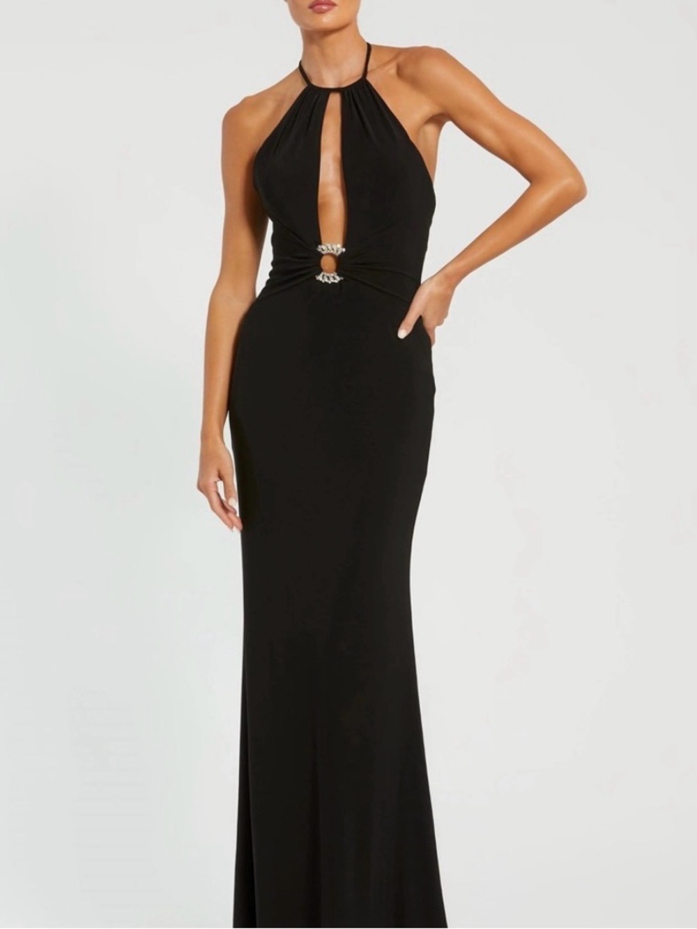 Mac Duggal Elegant Black Halter Evening Gown Style 42065